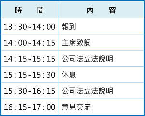 8/21公司法宣導說明會-臺中場會議議程